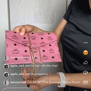 MCM Pink Monogram Clutch Wristlet